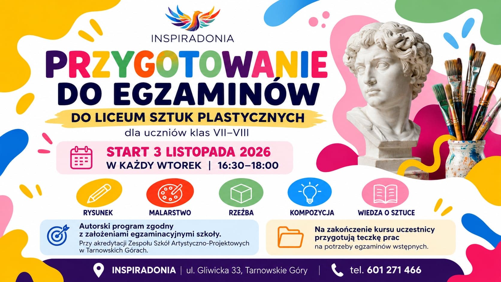 Przygotowanie do egzaminów do Liceum Sztuk Plastycznych. Tarnowskie Góry